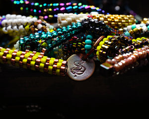 Bracelet Tissé à l'aiguille - Coeur & Turquoise - Atelier Pamalaka