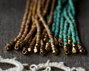 Boucles puces perlées - CASCADE Turquoise - Atelier Pamalaka