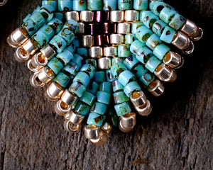Boucles perlées - POM'POM Turquoise - Atelier Pamalaka