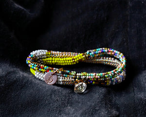 Bracelet double Tissé à l'aiguille - White & clear - Atelier Pamalaka
